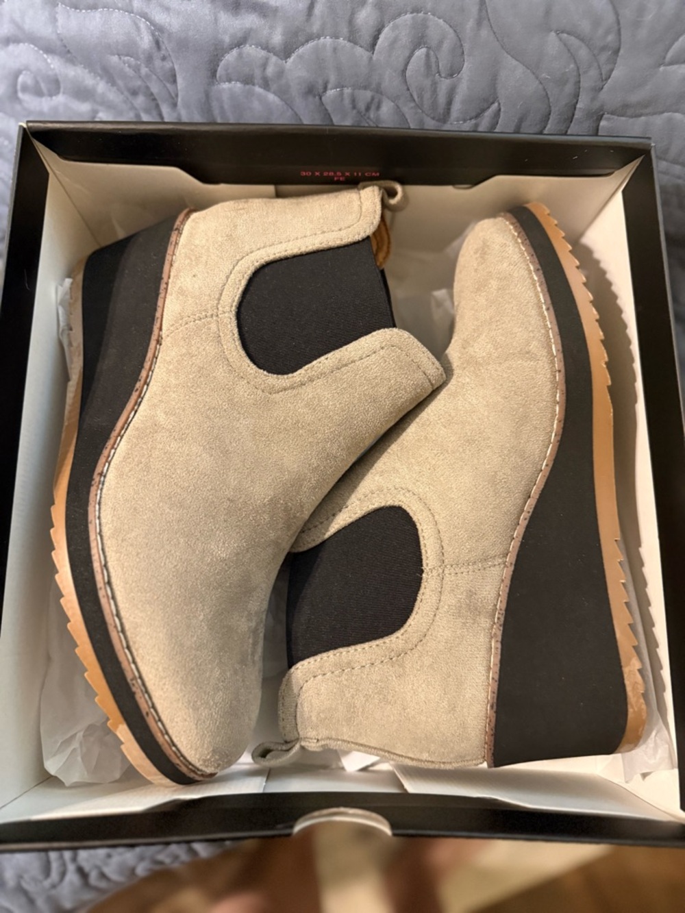 Women’s Suede Chelsea Wedge Ankle Boot in Grey